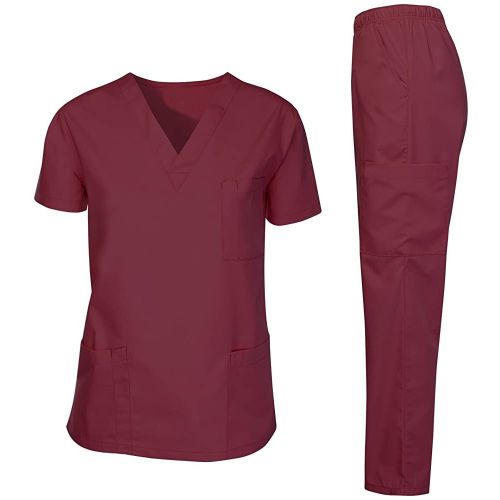 Maroon medical scrub for healthcare professionals supplied by Safety Edge Solutions in Kenya, Uganda, Tanzania, and Ethiopia.